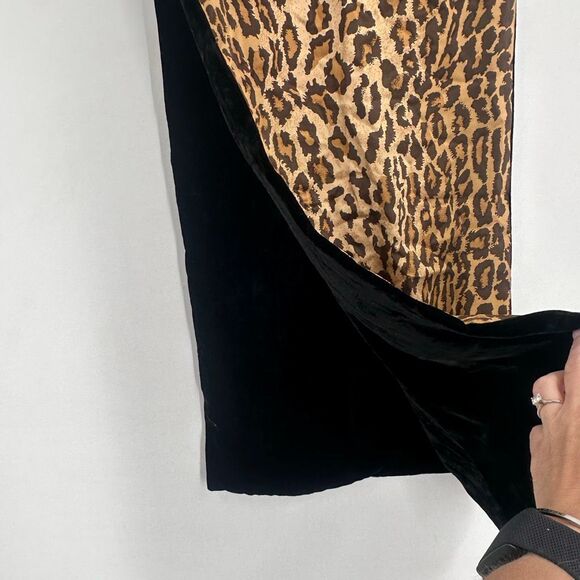 Nick & Nora Silk Leopard Print Scarf‎ Black Luxurious Velvet Romantic Designer - Picture 5 of 9